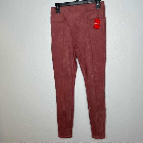 New Spanx faux suede leggings rich rose Pink women’s size S - Picture 3 of 7